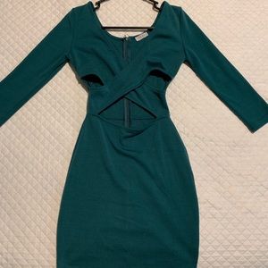 Cut-out teal dress